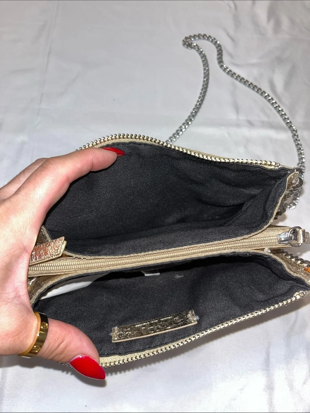 Zara Gold Metallic Chain Shoulder Crossbody Bag